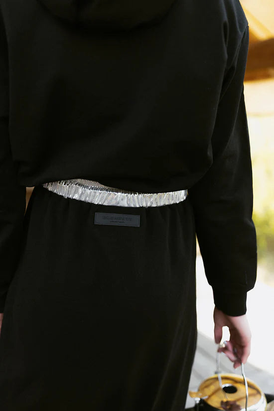 ELW203 Elements Black Sweatshirt With Hood And Rubber Tab On Strings