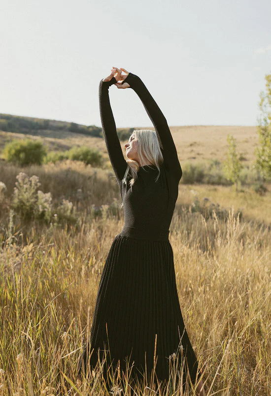 ELW220B Elements Black Metallic Knit Turtleneck