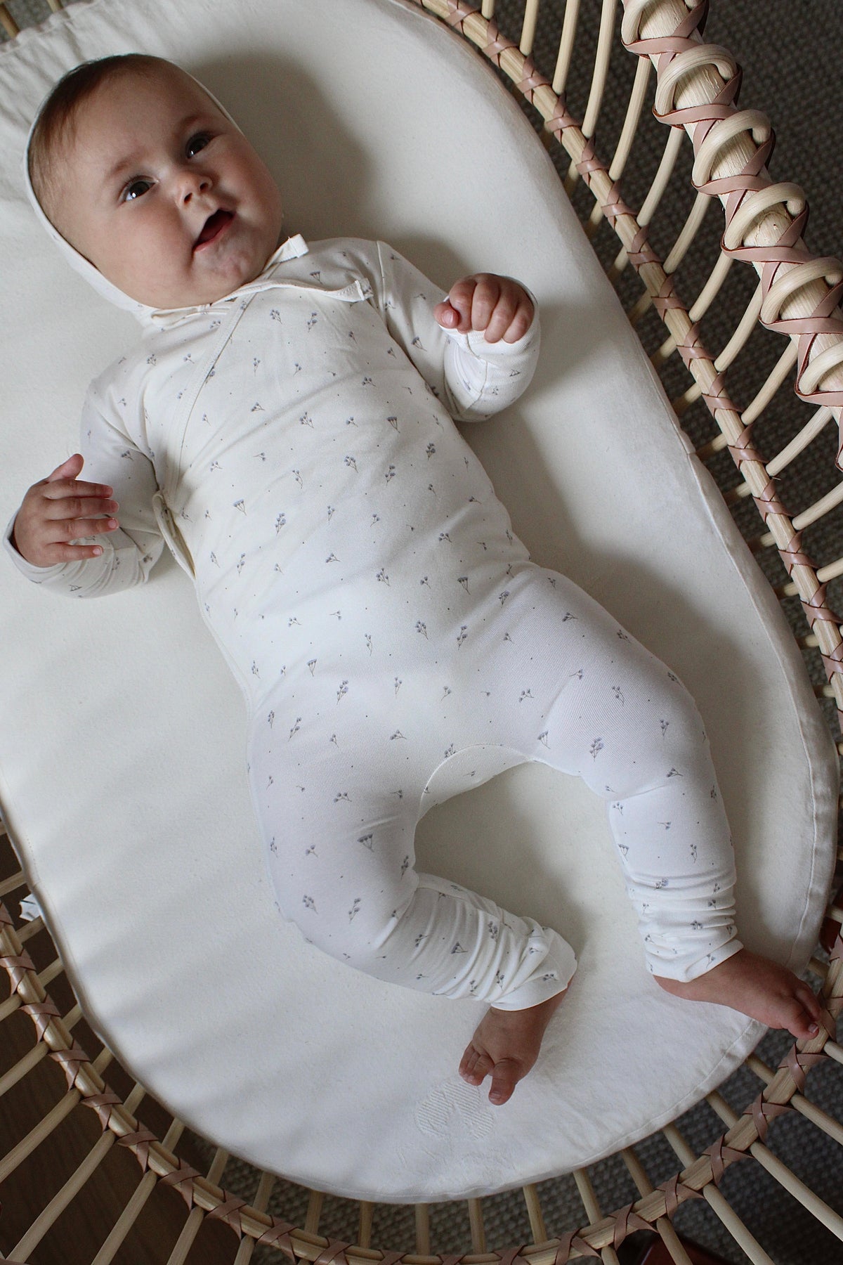 Blue Baby's Breath Bamboo Wrap Footie