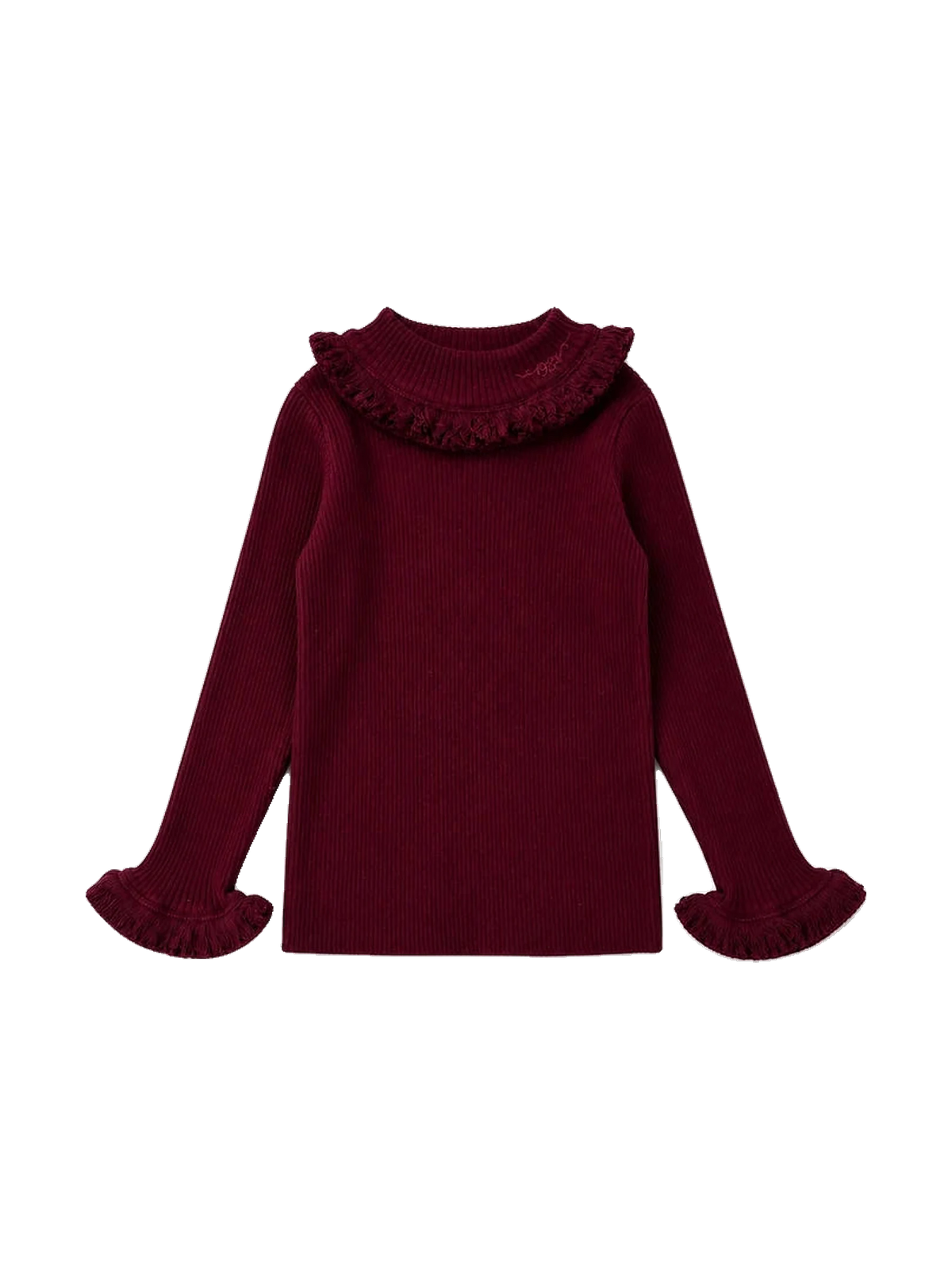 1984 kids Wine Knit Fringe Turtleneck