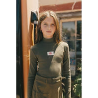 AT25122B Clubhouse Green Ribbed Turtleneck With Logo On Chest