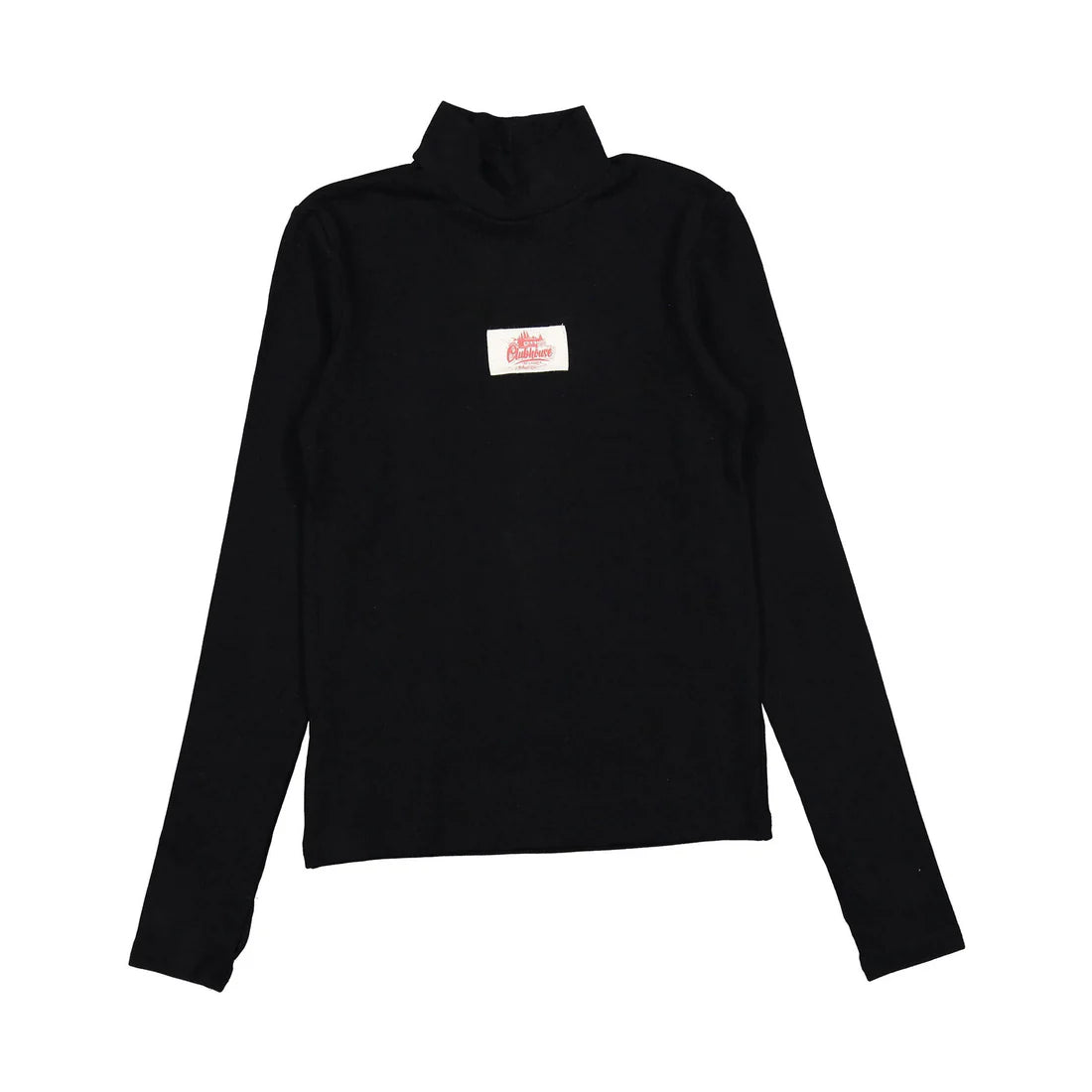 AT25122A Clubhouse Black Ribbed Turtleneck With Logo On Chest