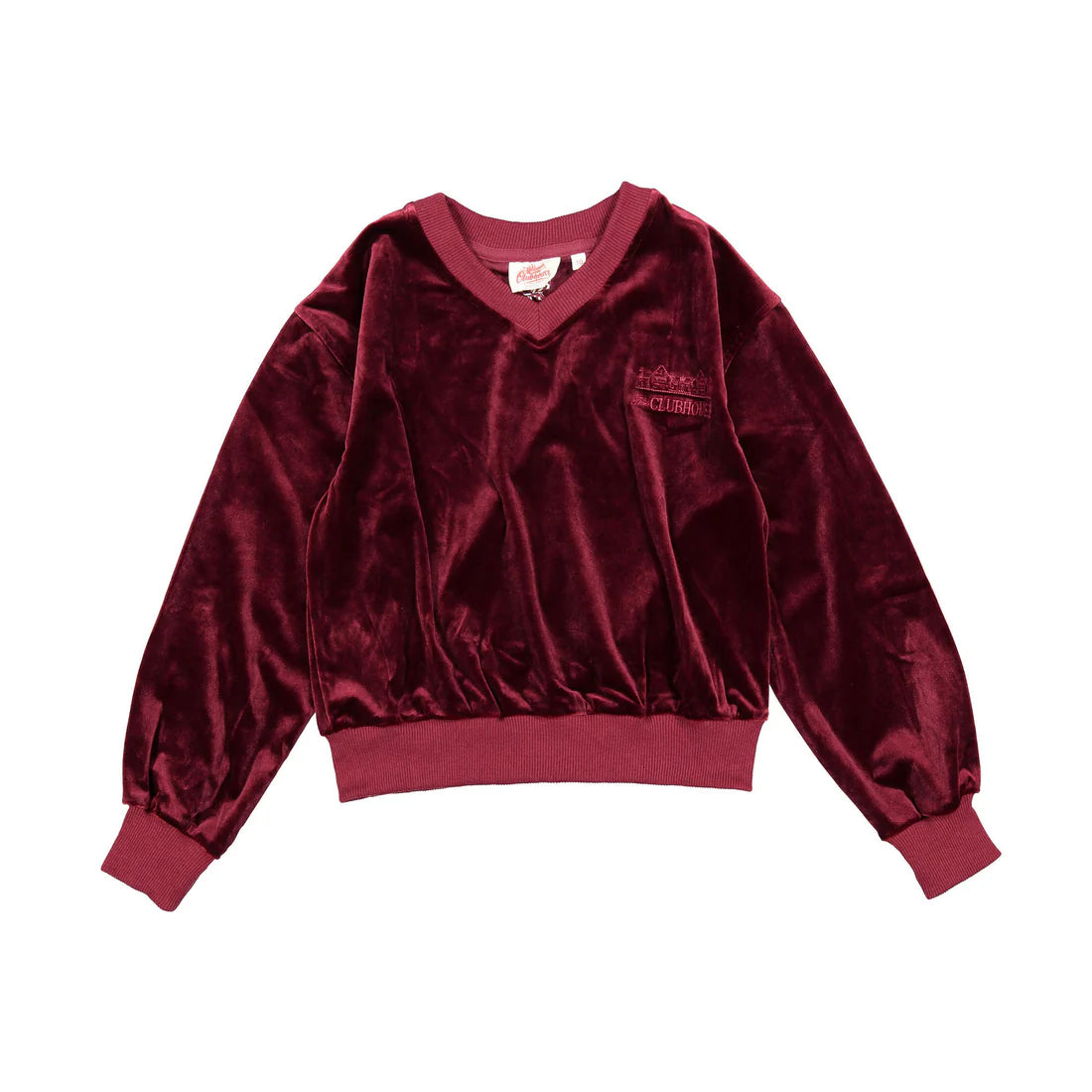 AT25124 Clubhouse Burgundy Velvet Sweatshirt