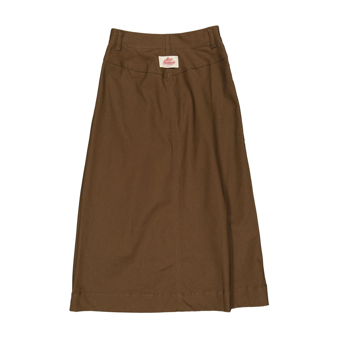 AT25123 Clubhouse Olive Denim Maxi Length Skirt With Stitching All Over