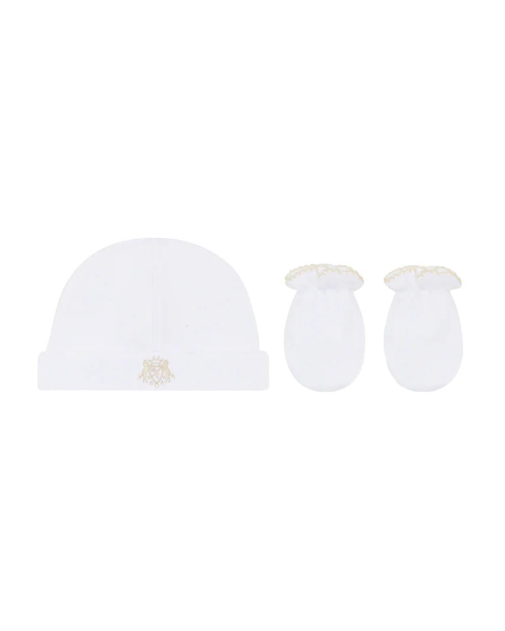 MC-603-AW24 Conjunto de gorro y manoplas con escudo de MARIE-CHANTAL