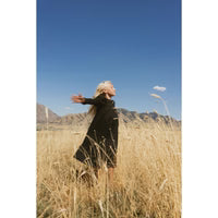 LBL36 Ladida Black Robe With Smocked Sleeves