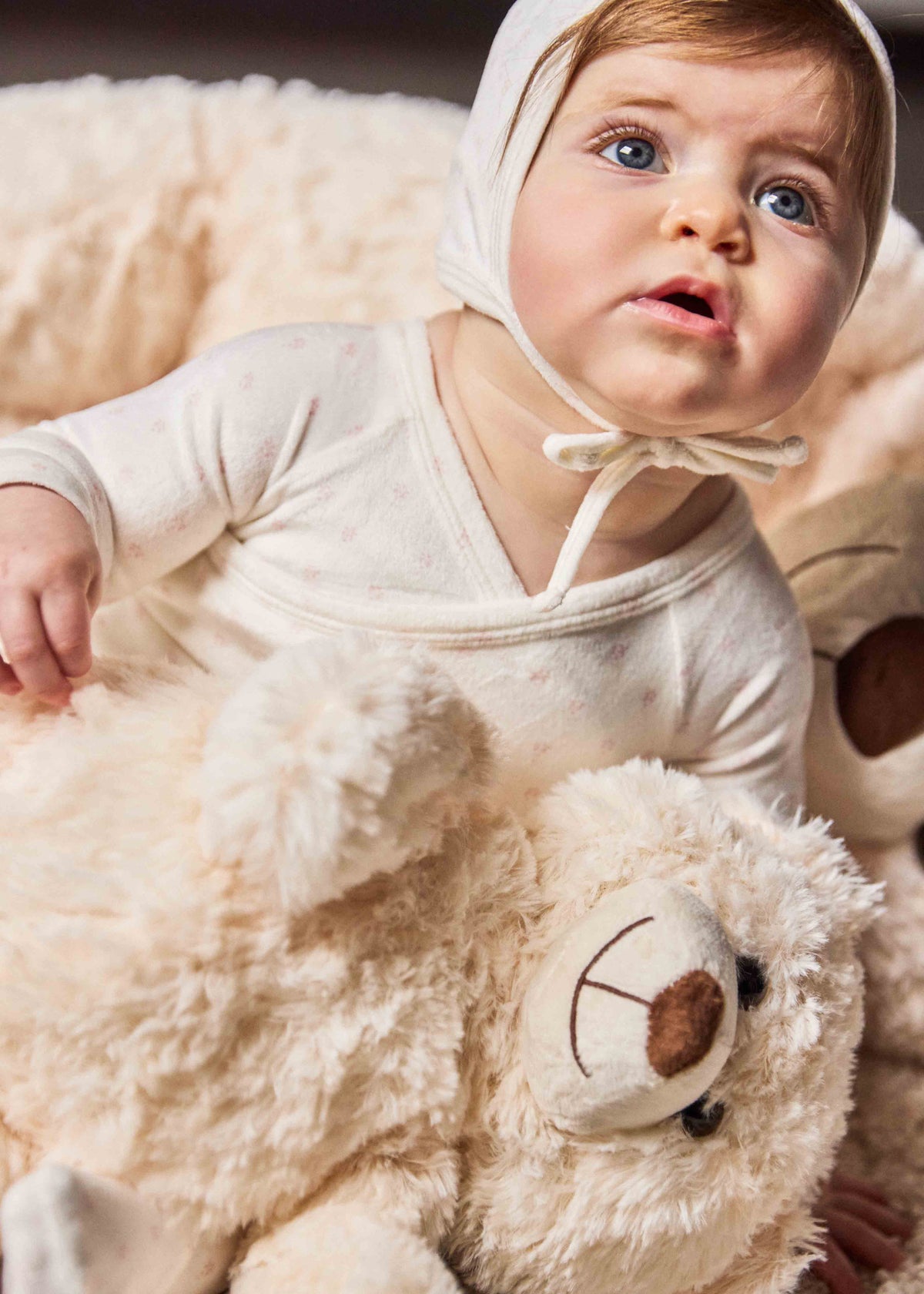 Velour Printed Footie And Bonnet - White - Pink Print