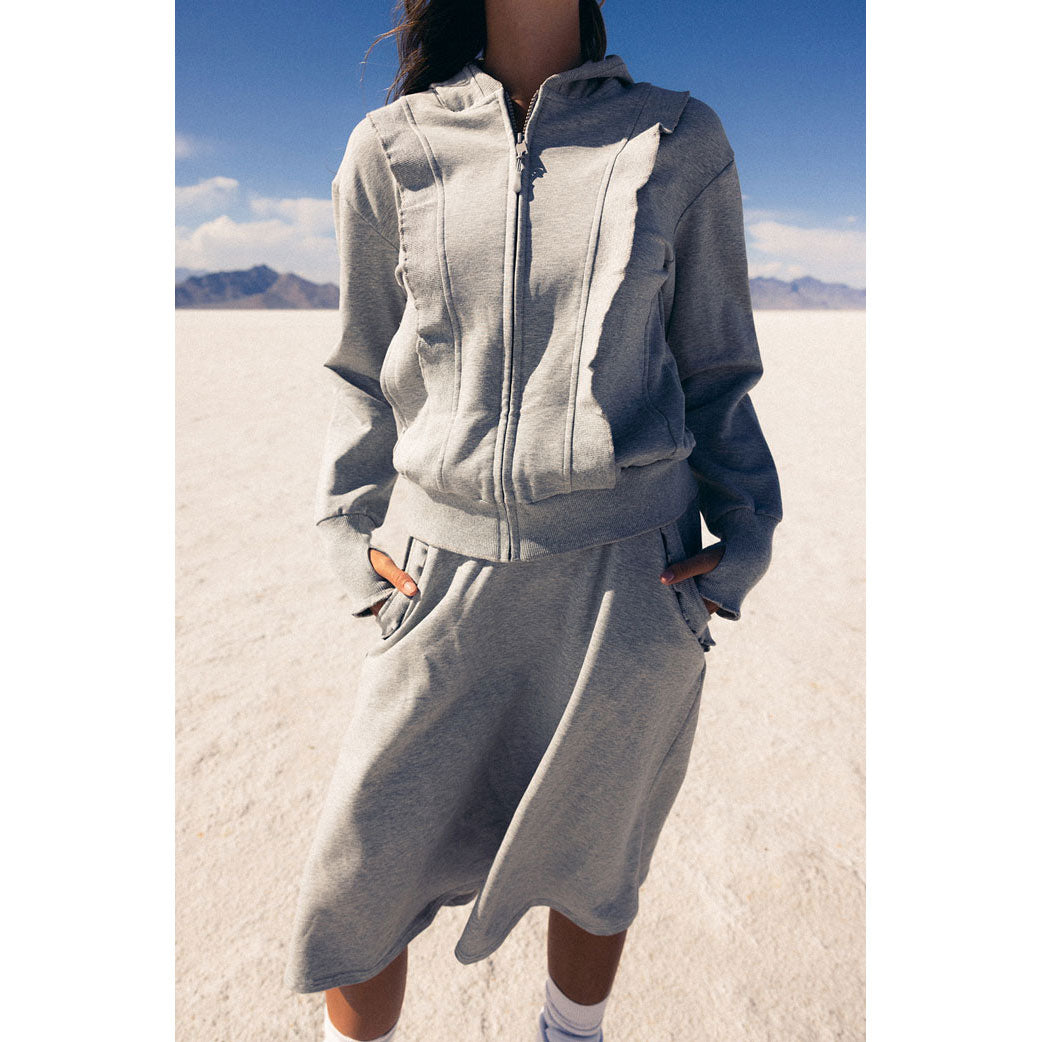 Elements Gray Ruffle Sweatshirt