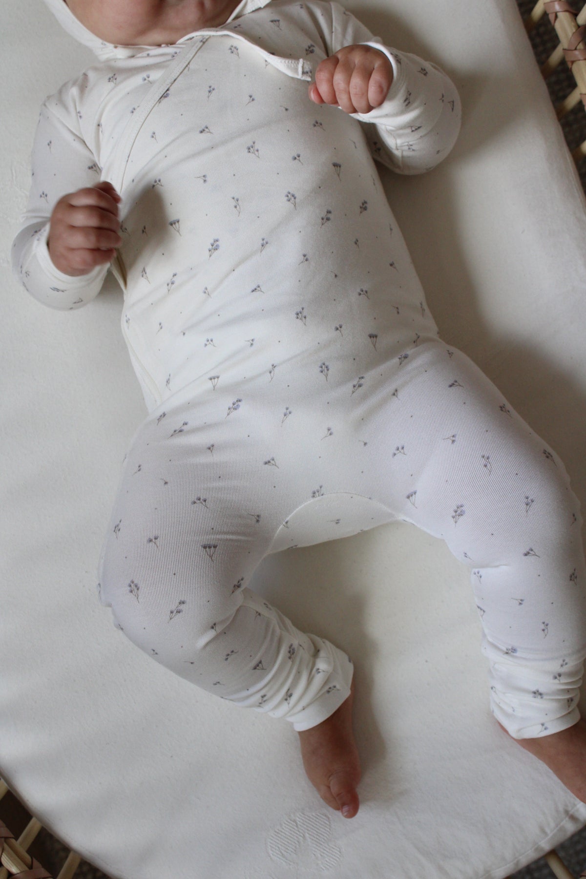 Blue Baby's Breath Bamboo Wrap Footie