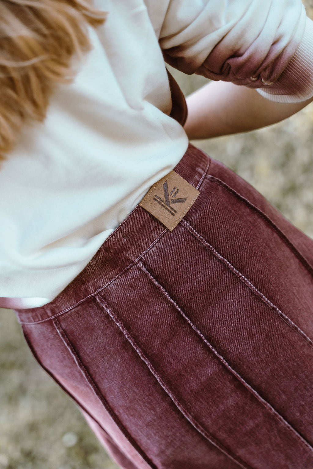 Kix Denim Panel Midi Skirt - Brown