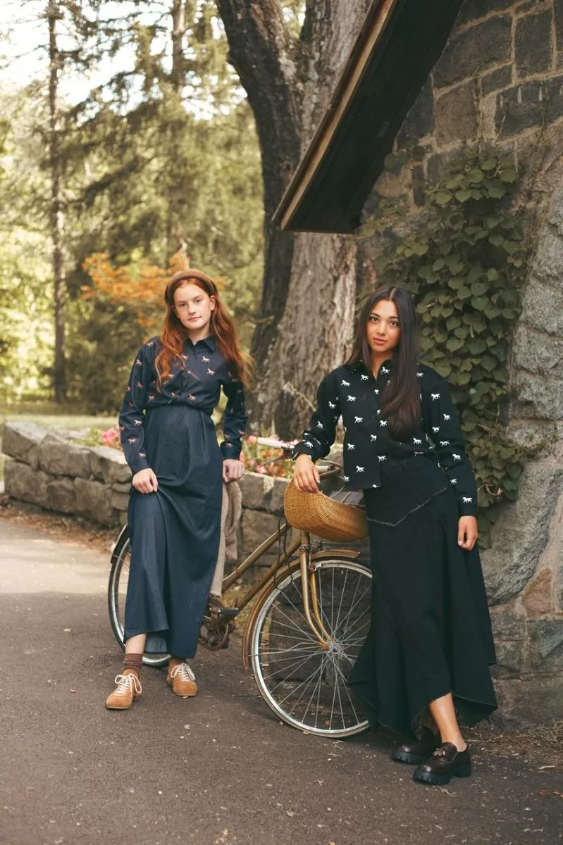 UE1801 Urban Edge Denim Horse Print Shirt