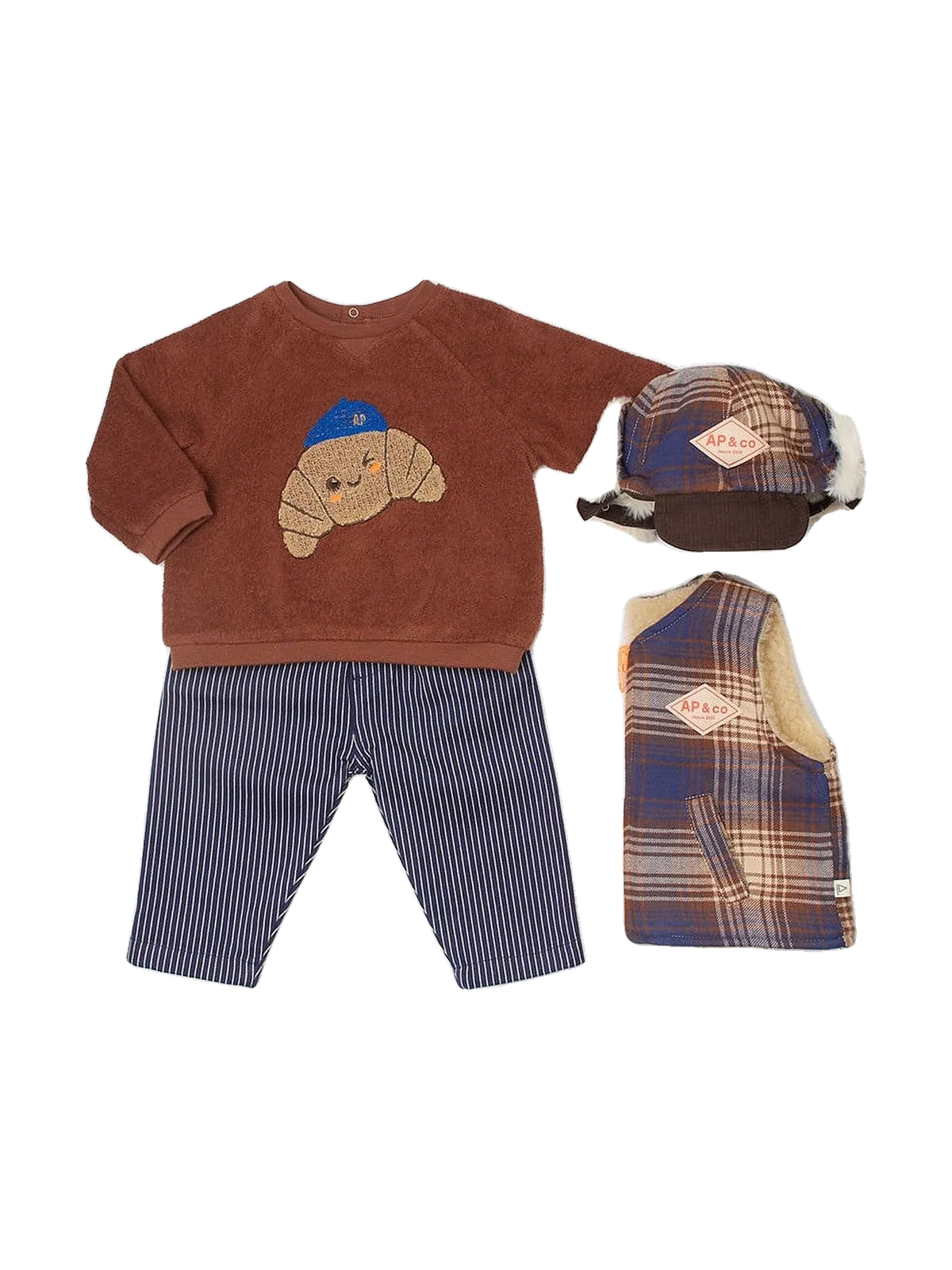 Arsène et les Pipelettes kids Baby Striped Pants - Navy, view 3