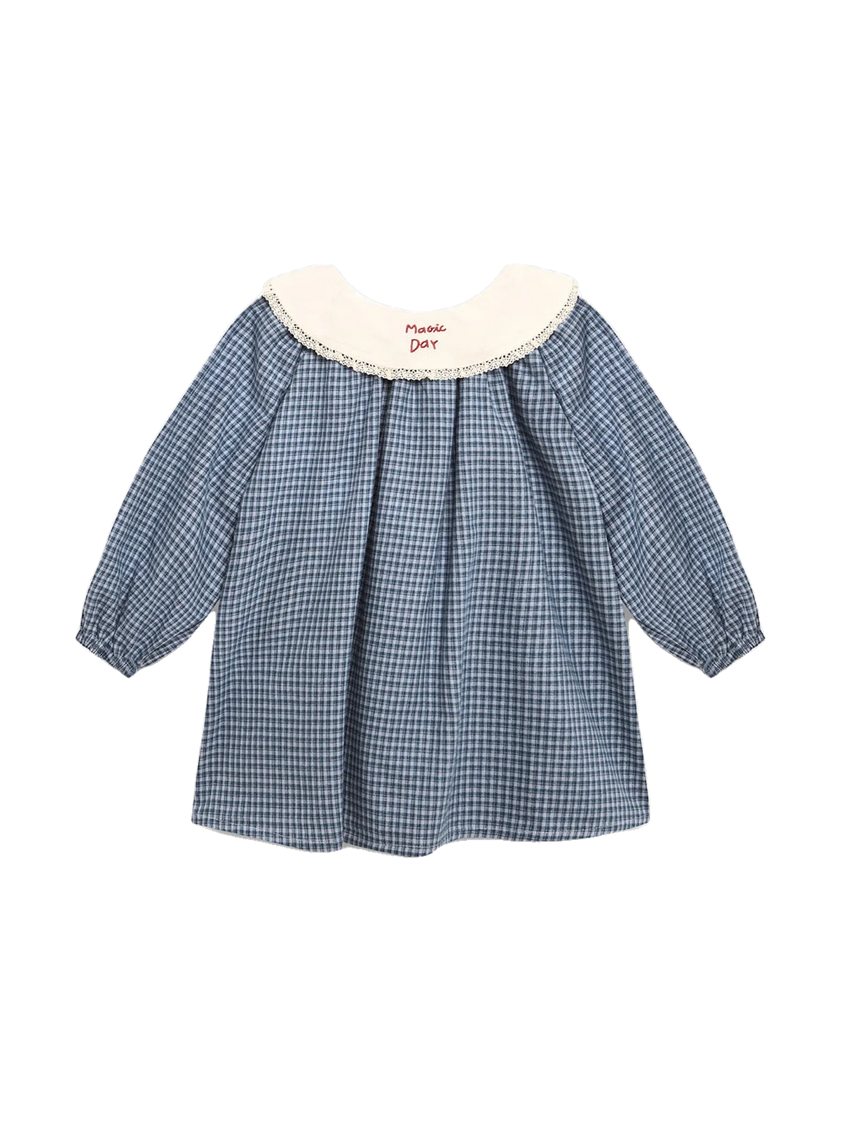 Birinit kids Indigo Gingham Embroidered Dress - Vichy Indigo, view 2