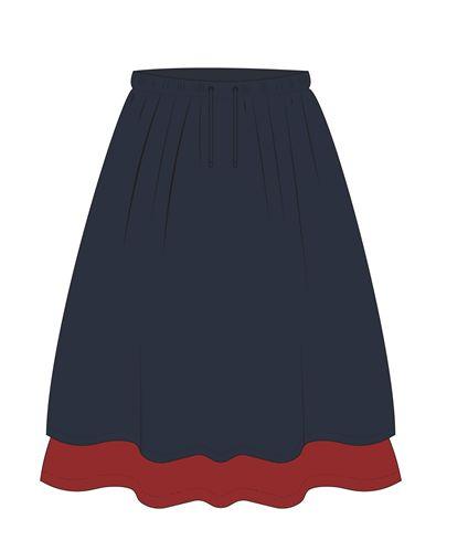 LONG NYLON DOUBLE SKIRT - NAVY BRICK RED - Wynken
