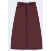 Maroon skirt with a belt on a plain background