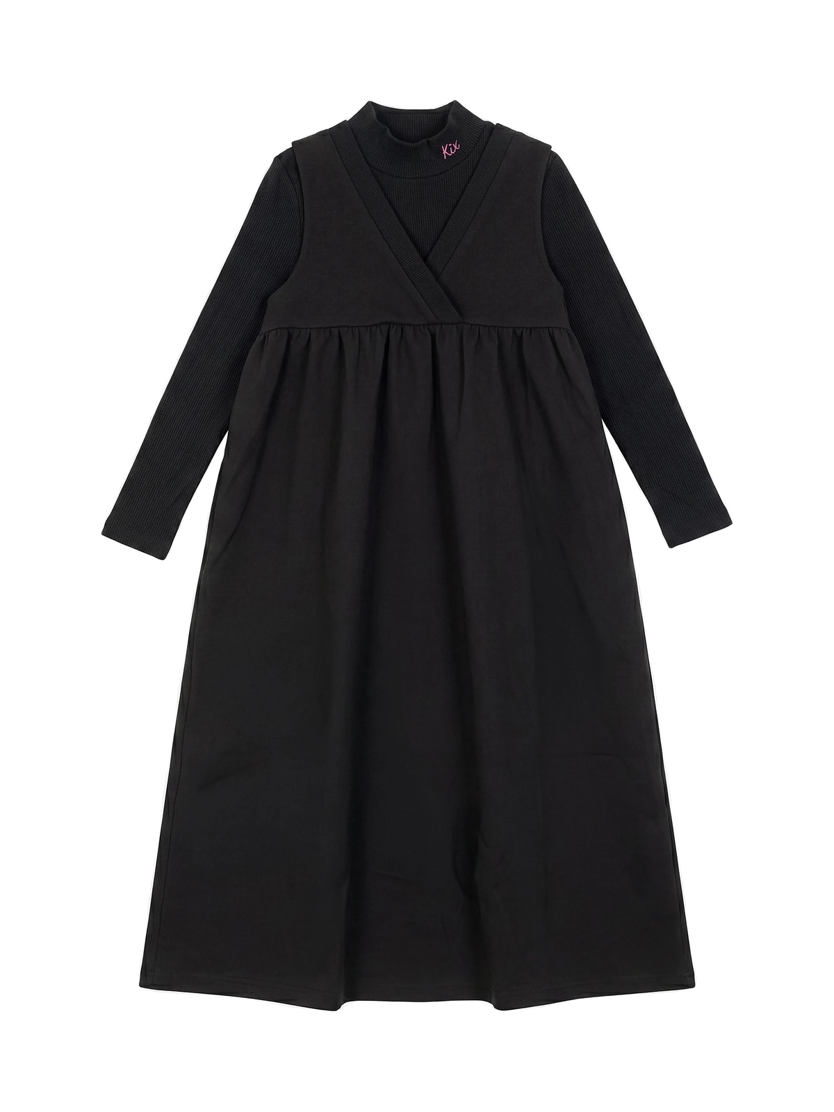 Kix kids V Neck High Waist Maxi Dress - Black