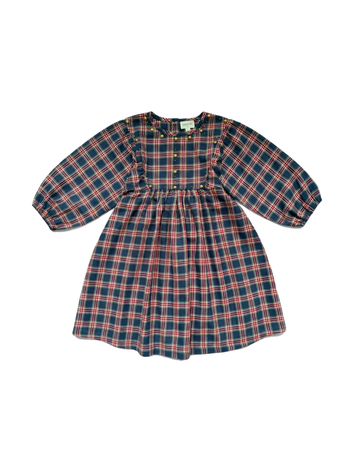 Louis Louise kids Dress Mahana Long Navy Tartan