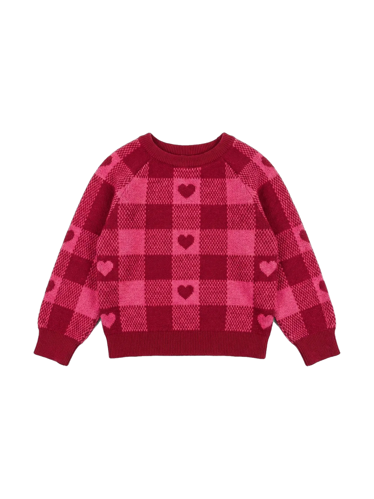 Louis Louise kids Pull Elia Pink Heart Check Sweater