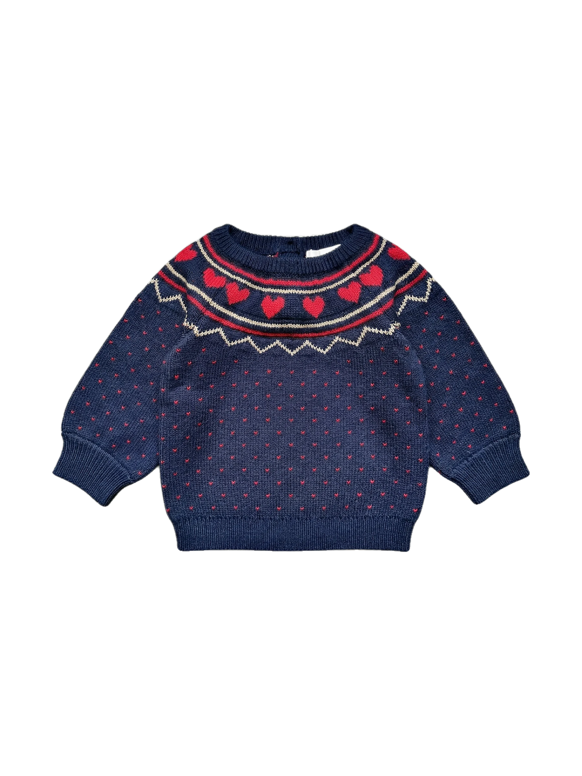 Louis Louise kids Pull Elias Navy Heart Jacquard Sweater