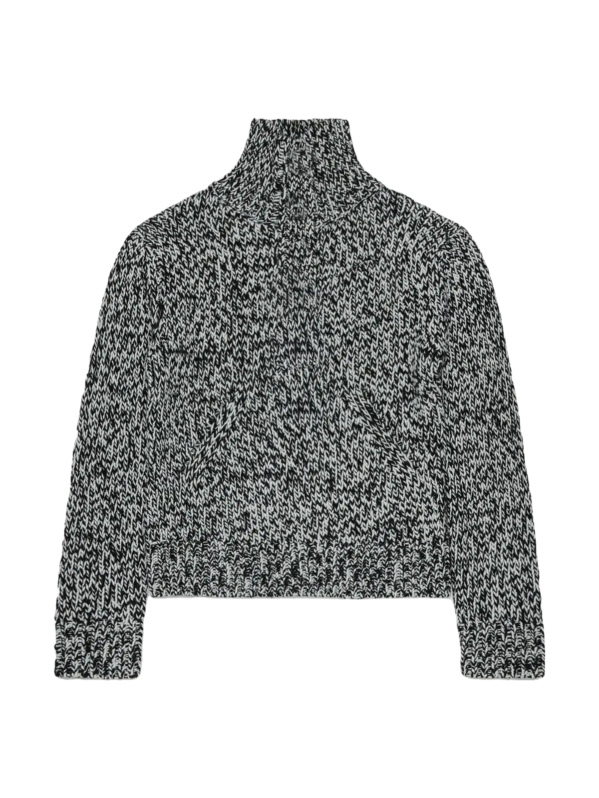 N. 21 kids Half Buttoned Funnel Neck Speckled Sweater - Black, view 2