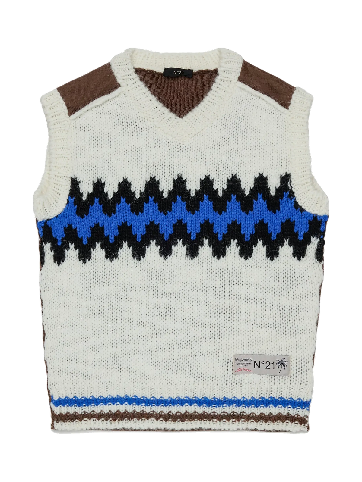 N. 21 kids Knit Vest With Chevron Pattern - Off White