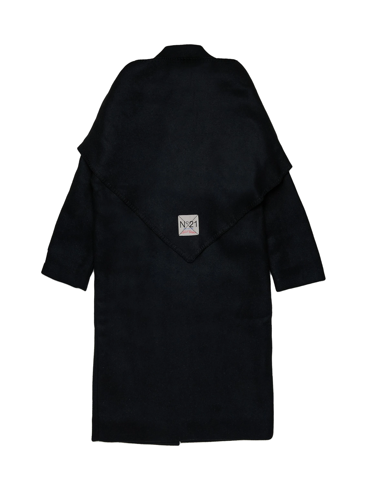N. 21 kids Long Wool Blend Coat With Attached Matching Shawl - Black, view 2