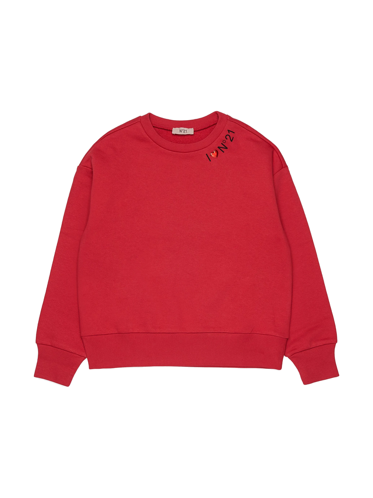 N. 21 kids Sweatshirt With I Heart N21 Around Collar - Coral Red