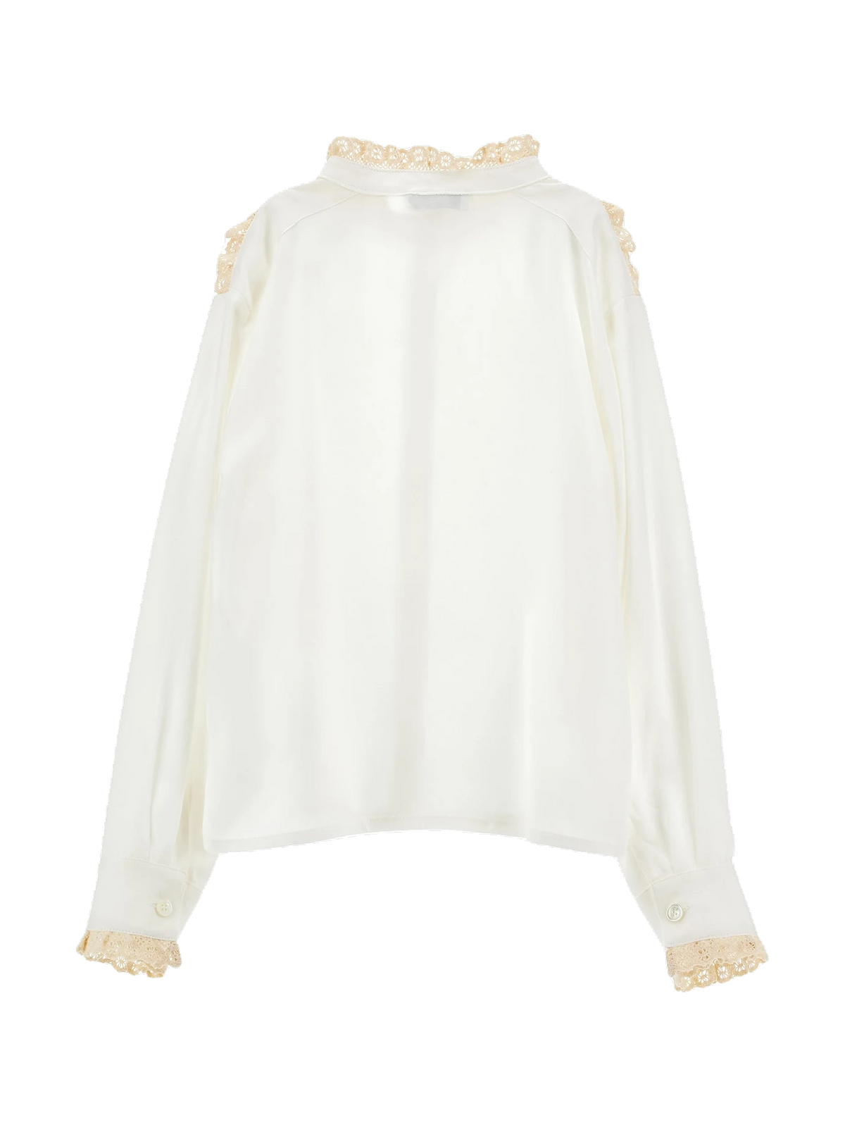Philosophy kids Poplin Long Sleeve Blouse With Lace Trim - Panna, view 2