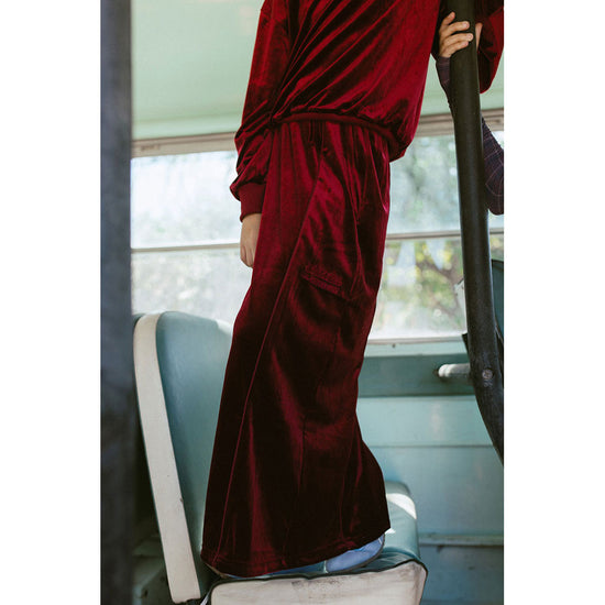 AT25125 Clubhouse Burgundy Velvet Skirt With Clubhouse  Logo