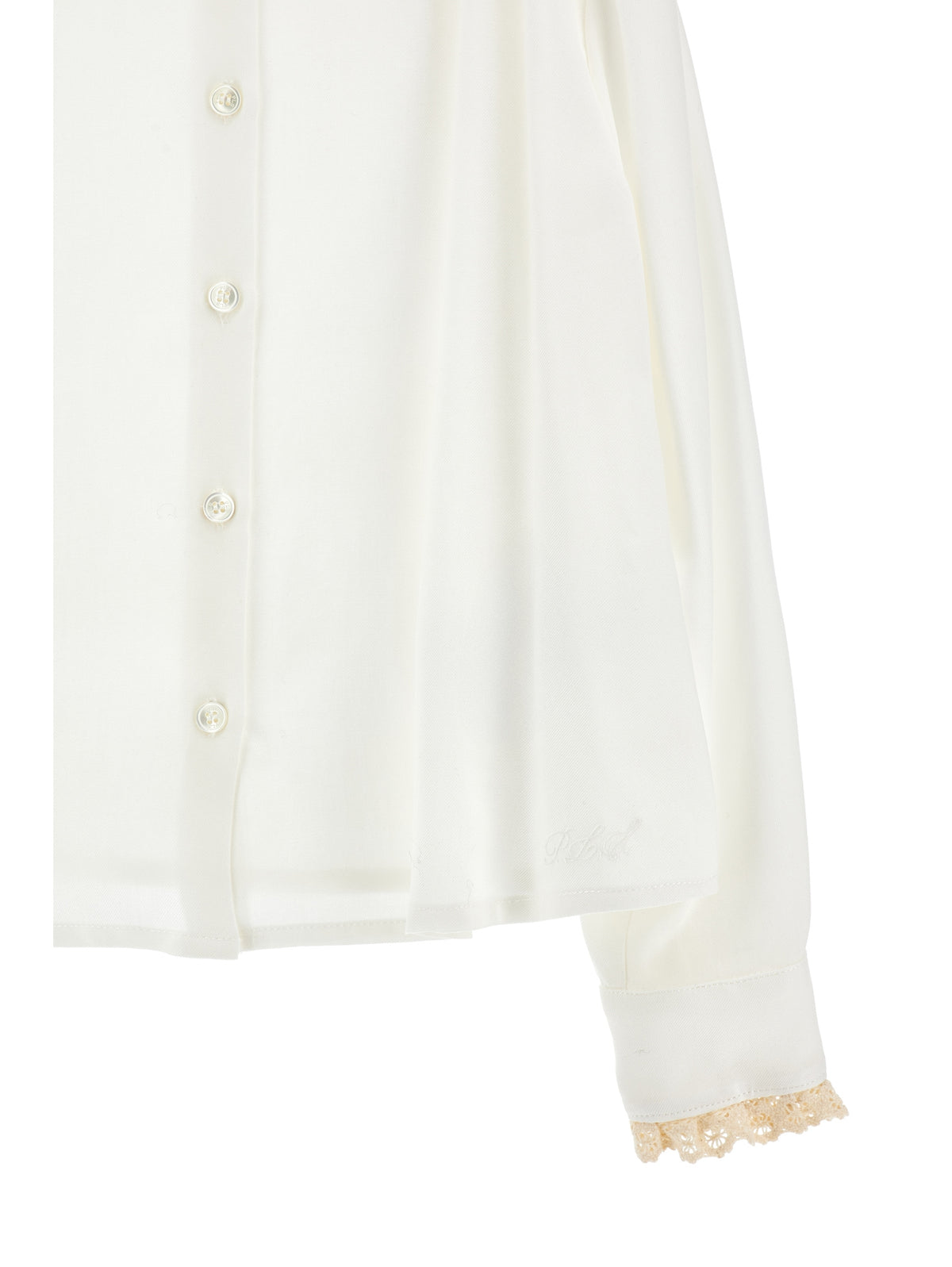 Poplin Ls Blouse With Lace Trim - Panna - Philosophy