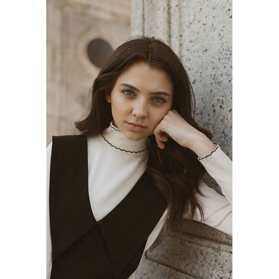 Ava scalloped trim turtleneck