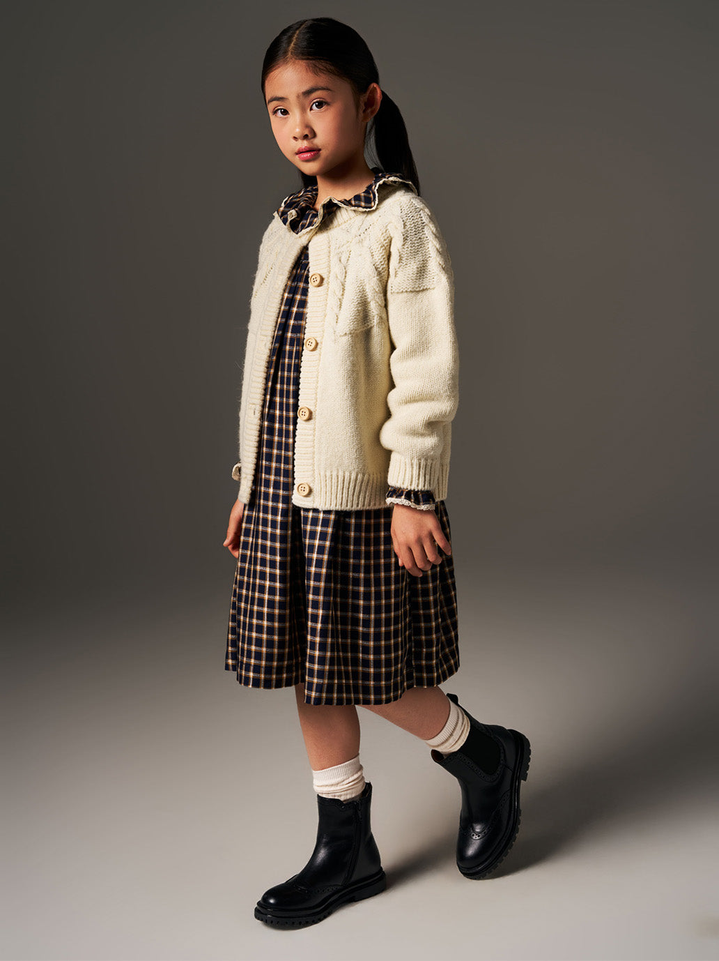 C'era una volta Sophia dress blue check lurex