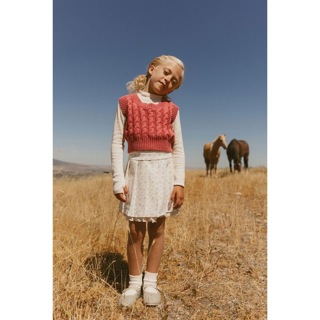 LBL77A Ladida Pink knit cable vest