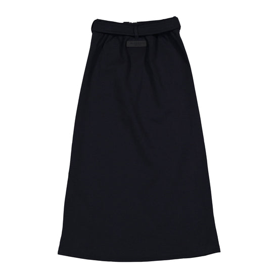 Elw116a navy scuba skirt with buckle on waistband