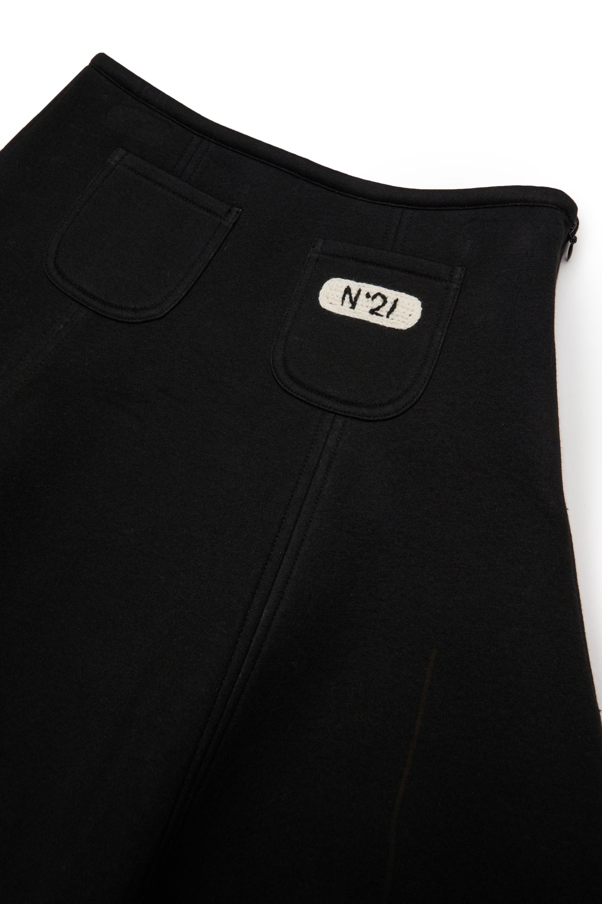 NEOPRENE SKIRT WITH SMALL CROCHET LOGO PATCH - BLACK - N. 21