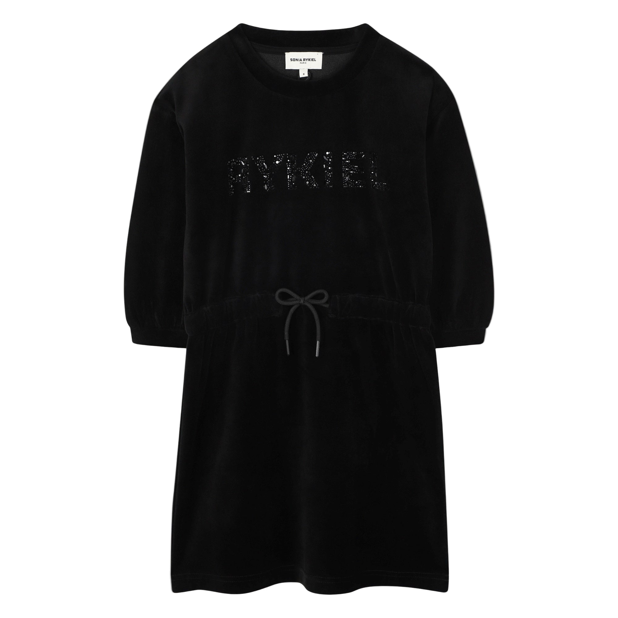 A00325 SONIA RYKIEL BLACK LOGO 3/4 SLEEVE DRESS