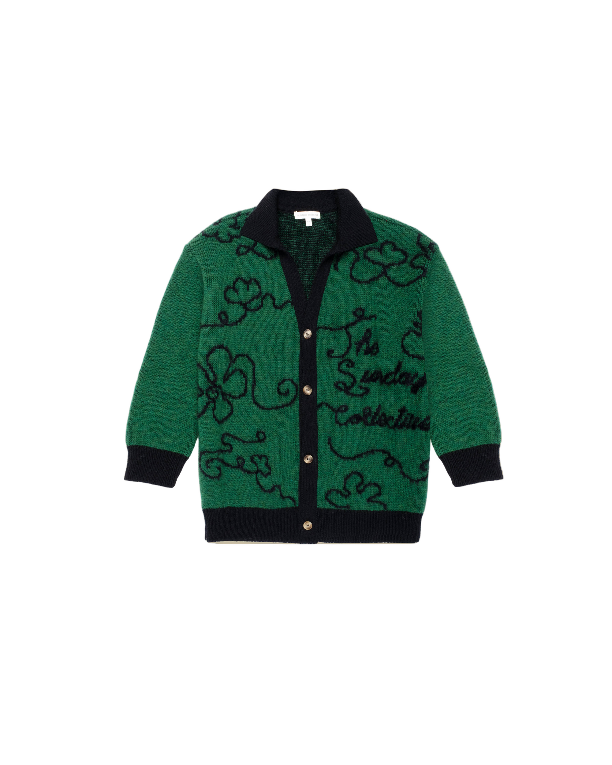 F25k7214 The Sunday Collective collared classroom cardigan with intarsia