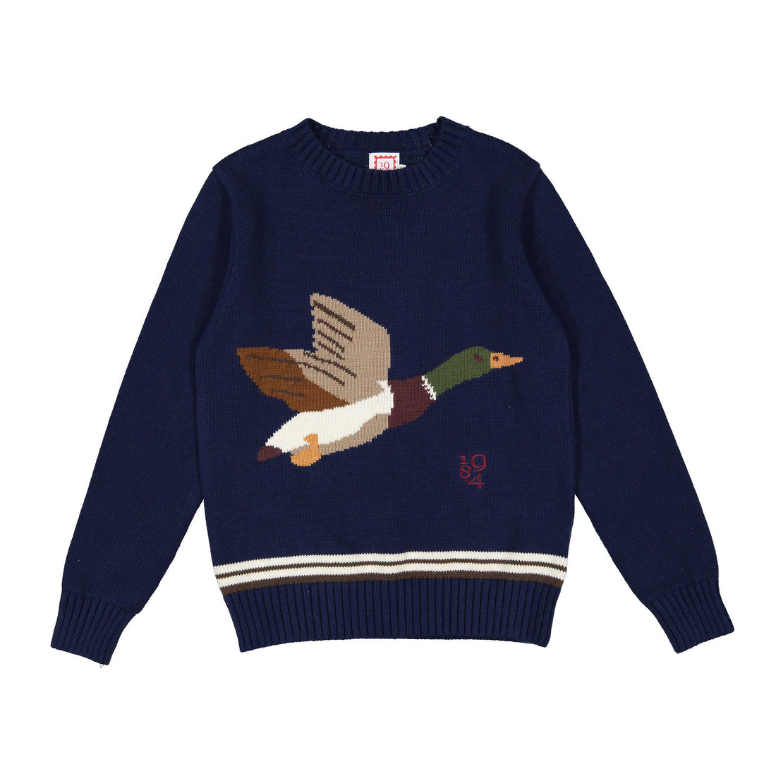 198401 1984 Navy Knit Sweater With Duck Embroidery