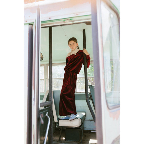 AT25125 Clubhouse Burgundy Velvet Skirt With Clubhouse  Logo