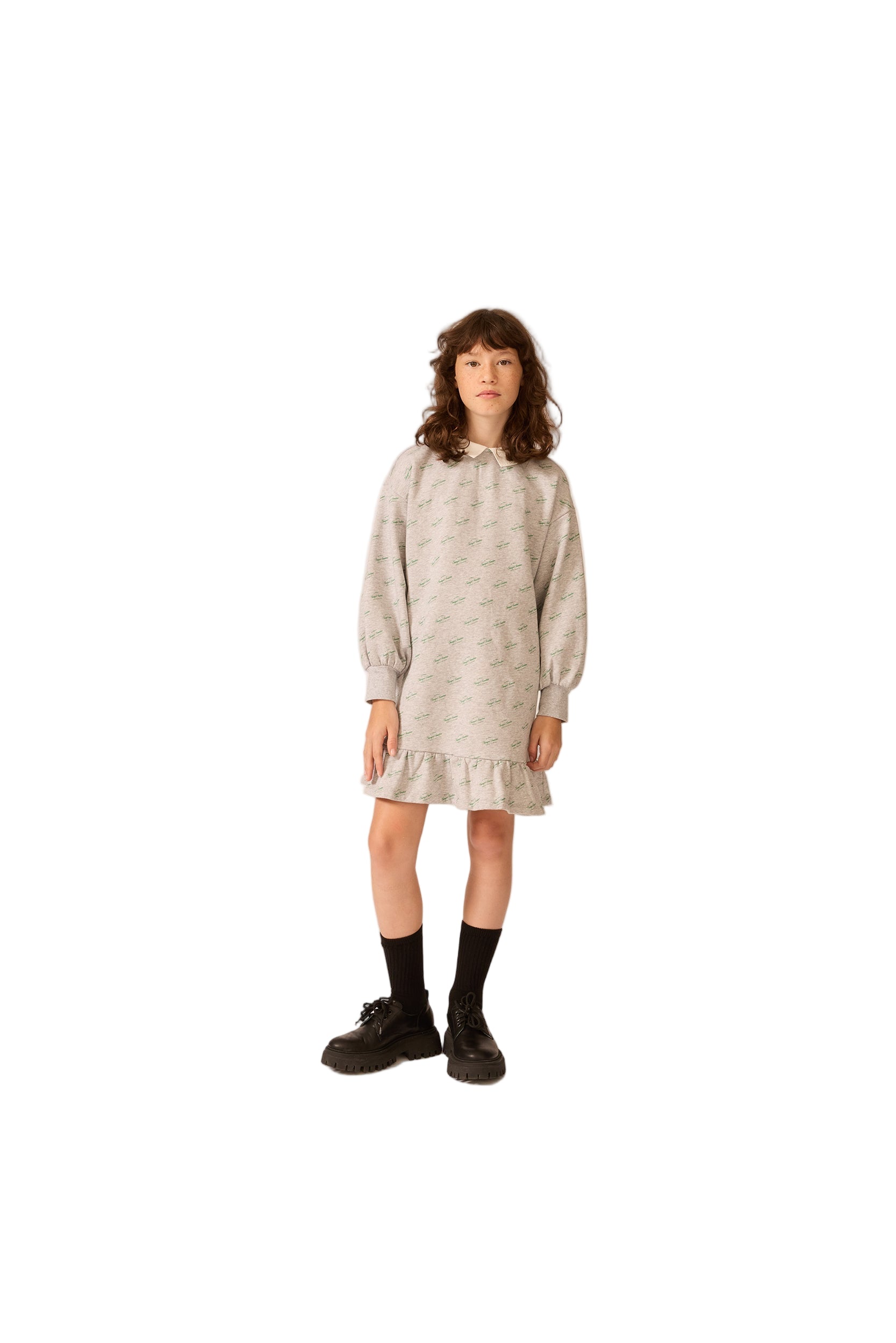 F25k4059 The Sunday Collective organic sweatshirt dress in Heather Grey