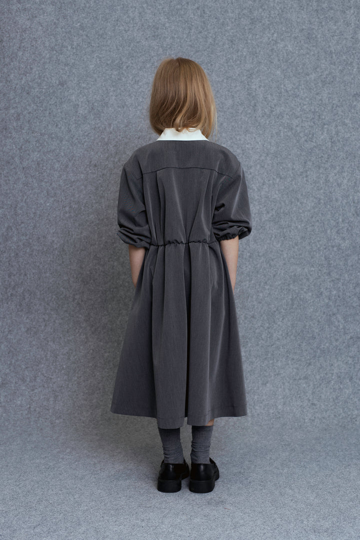 Unlabel JIU Girl Dress Dark Grey Ruffle Bib