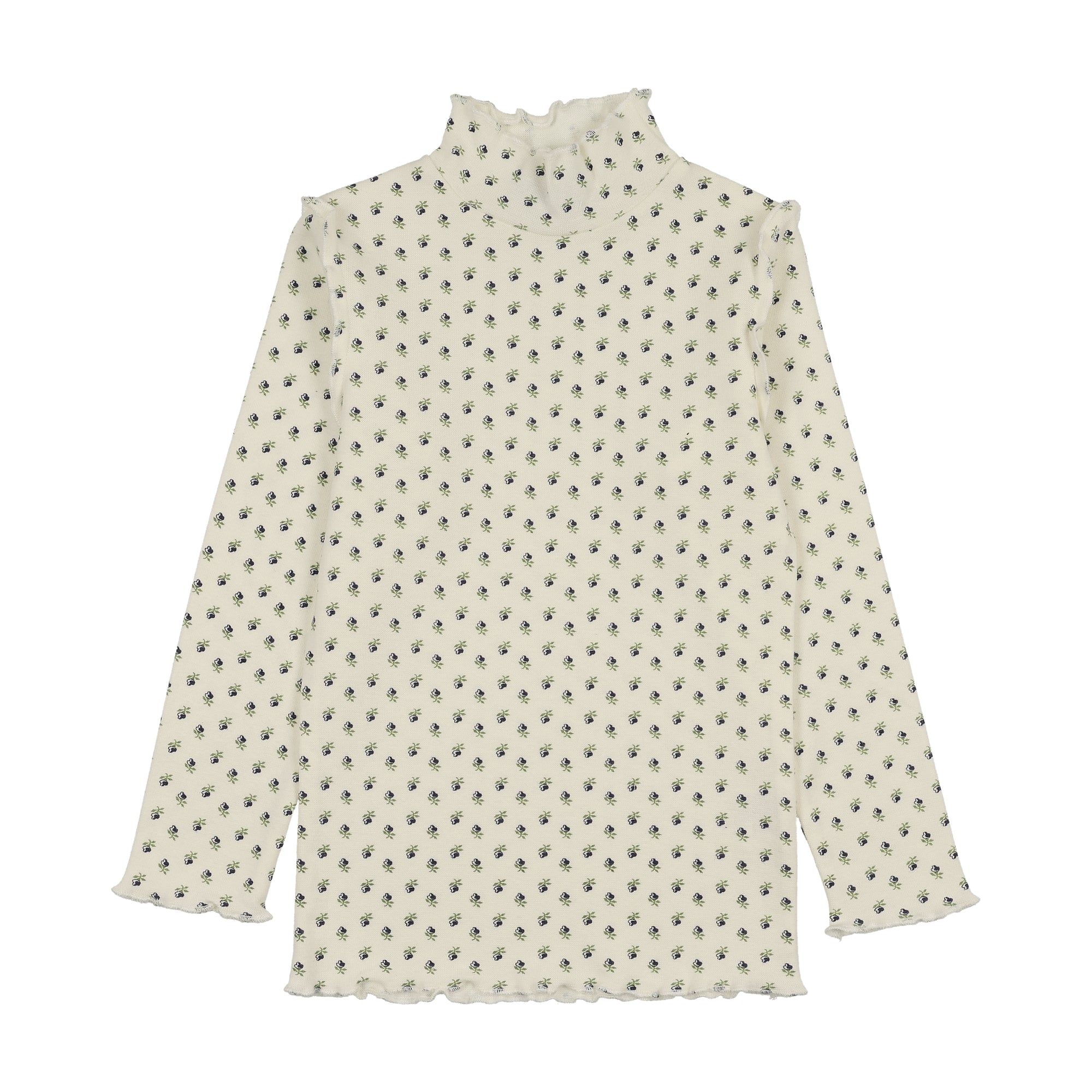 Kin Kin Tulip Print Scalloped Edge Mockneck