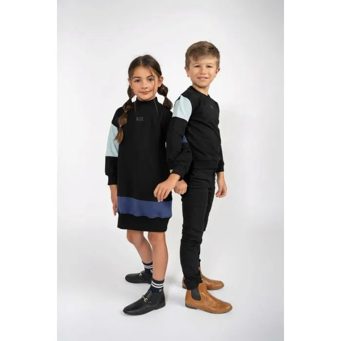 Vestido de talle alto con bloques de color Kix K6402-BKBL