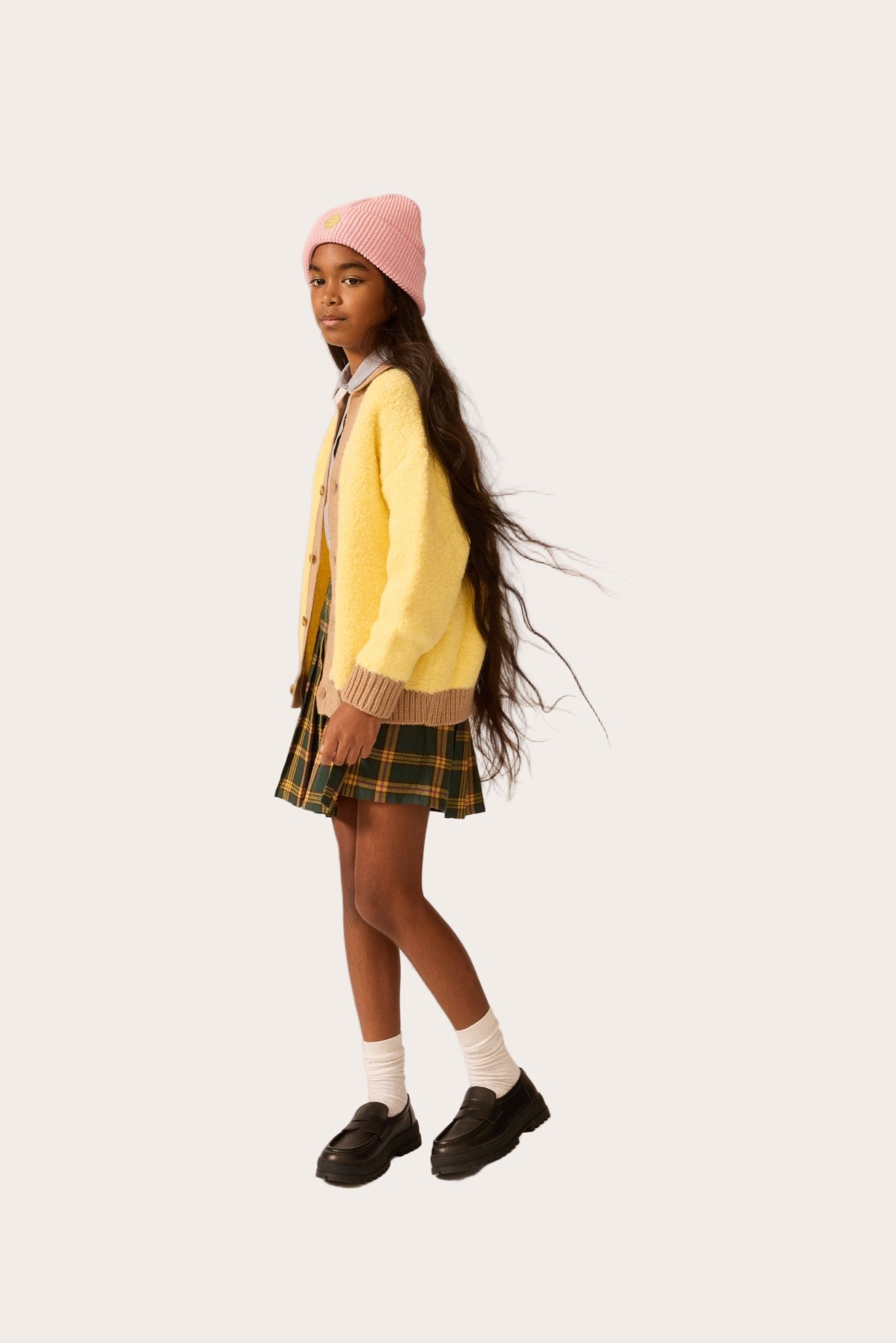 Fw25k7215 The Sunday Collective collared classroom cardigan in mixed yarn