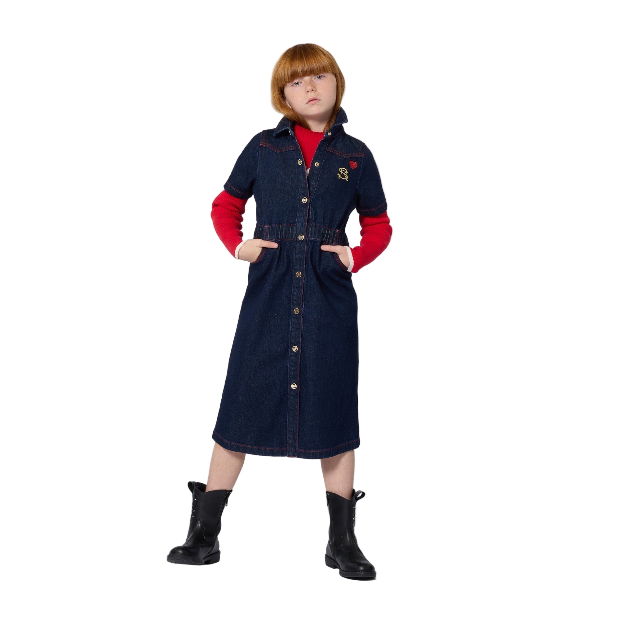 A00323 SONIA RYKIEL DENIM BLUE MIDI DRESS