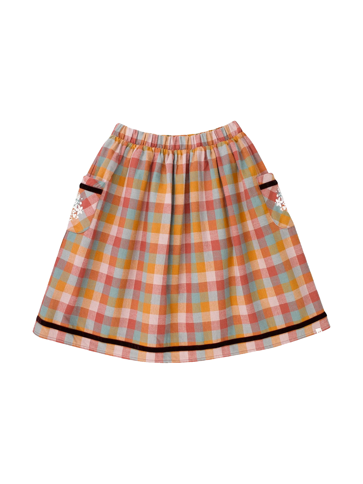 The Little Poets kids Amália Mixed Checks Midi Skirt