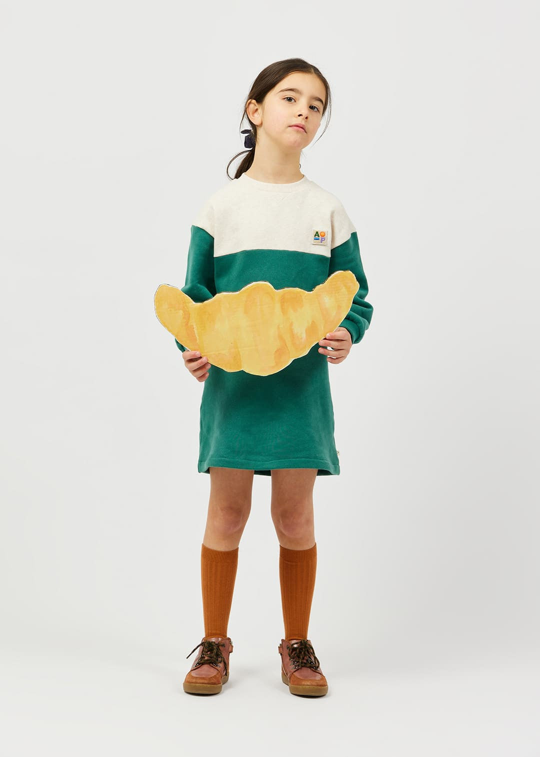 Arsène et les Pipelettes kids Two-Tone Fleece Dress - Green - alternate view