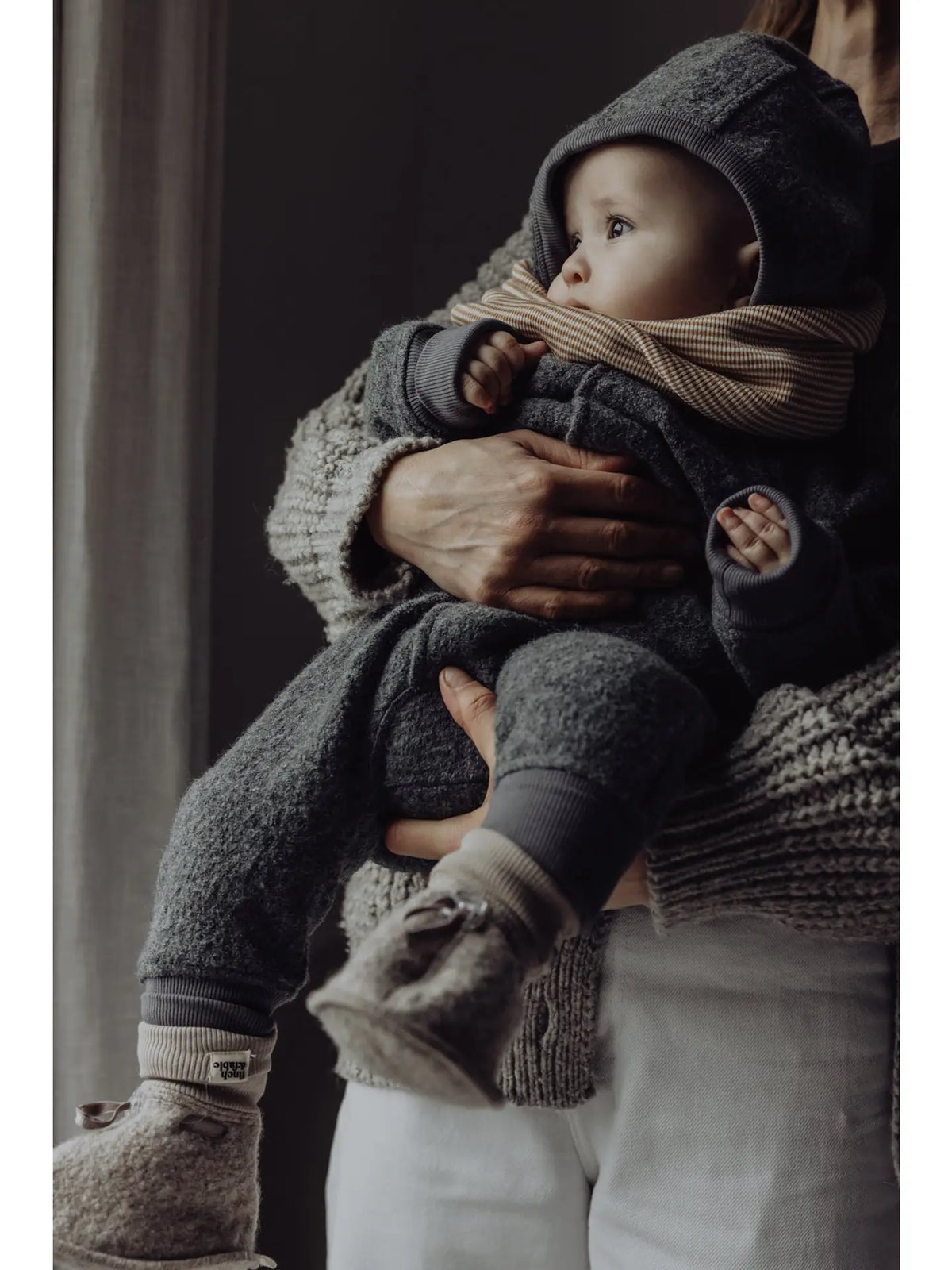 Wool Baby Booties - Sand