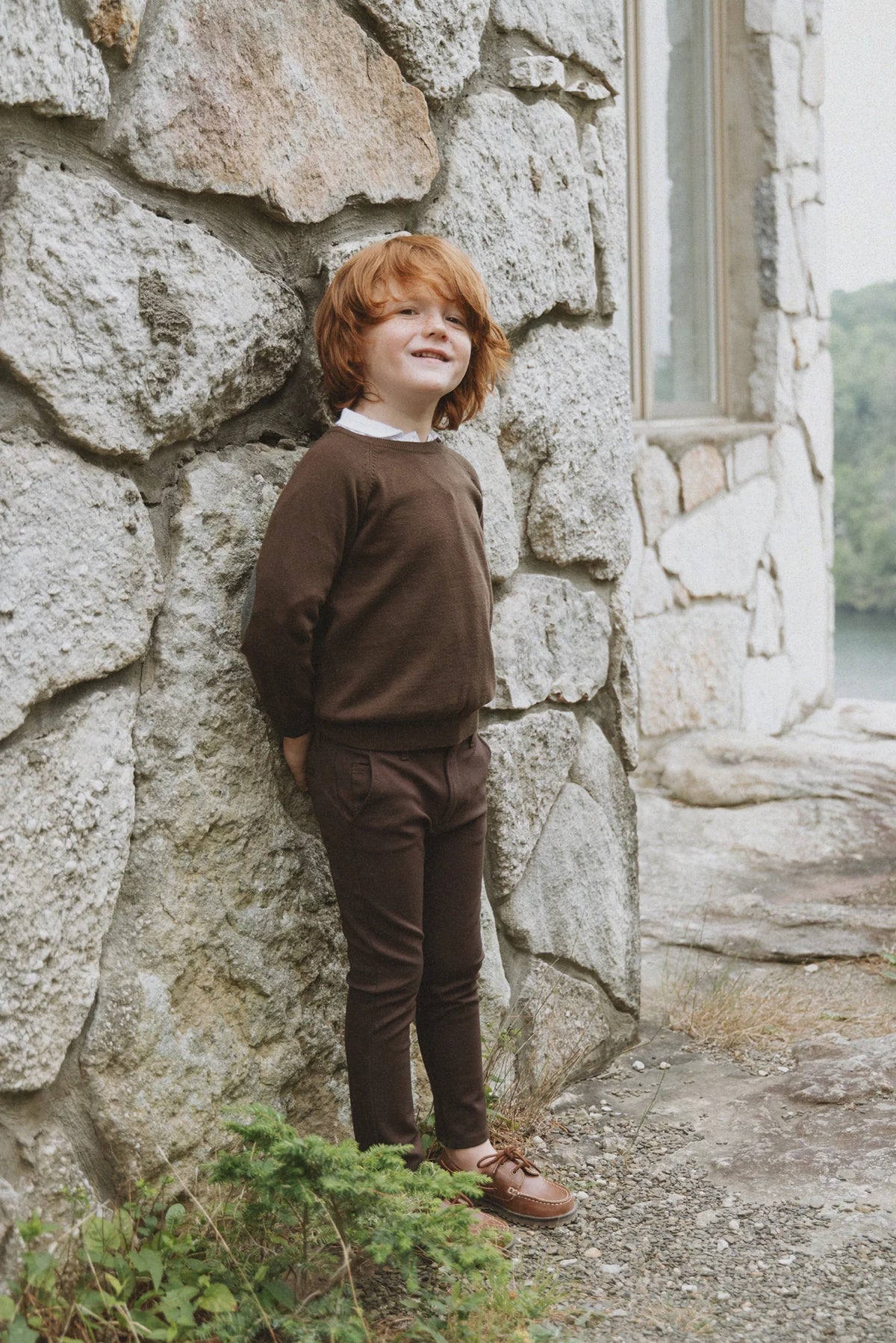 Boys Patch Sleeve Sweater Grey