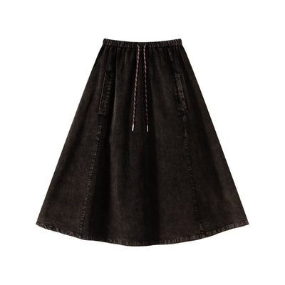 Washed Black Corduroy Skirt